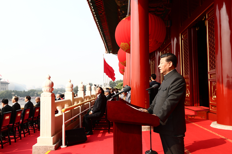 10月1日上午，慶祝中華人民共和國成立70周年大會在北京天安門廣場隆重舉行。中共中央總書記、國家主席、中央軍委主席習近平發表重要講話。